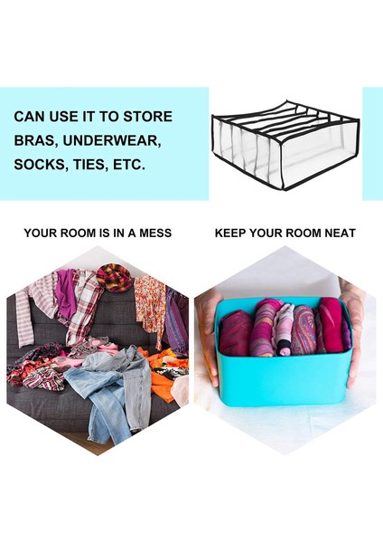 Dolap Iç Giyim Saklama Kutusu Çekmece Bölme Çorap Saklama Kutusu 6 Bölmeli (Siyah) (Yurt Dışından) modelleri