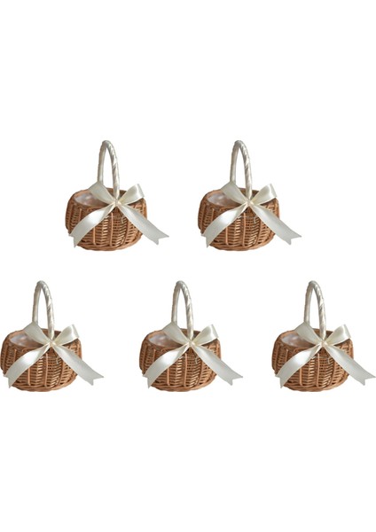 5x Dokuma Rattan Depolama Sepeti Çiçek Kız El Sepeti Yay ile El Yapımı, S (Yurt Dışından)