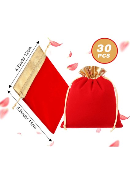Takı Torbaları ile 30 Adet Ipli Çanta Mevcut Çanta Favor Saklama Çantası Düğün Şeker Çantası Için Makyaj Çantası (Kırmızı) (Yurt Dışından) fırsatları