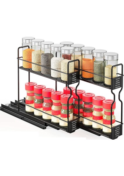 Baharat Rafı Organizatör, 2 Katmanlı Mutfak Dolabı Için Baharat Rafı Çekin, Küçük Alan Için Baharat Çekmecesi Organizatör Rafı (Yurt Dışından)