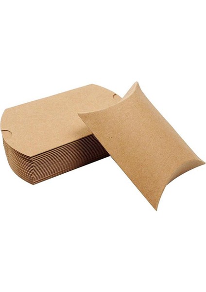 100 Adet Kraft Kağıt Yastık Kutuları, Sicimli Şeker Kutuları, Noel ve Cadılar Bayramı Düğün Hediye Paketleme Kutuları (Yurt Dışından)