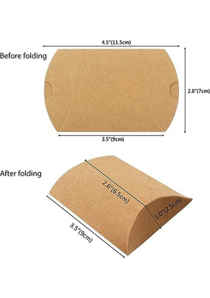 100 Adet Kraft Kağıt Yastık Kutuları, Sicimli Şeker Kutuları, Noel ve Cadılar Bayramı Düğün Hediye Paketleme Kutuları (Yurt Dışından)