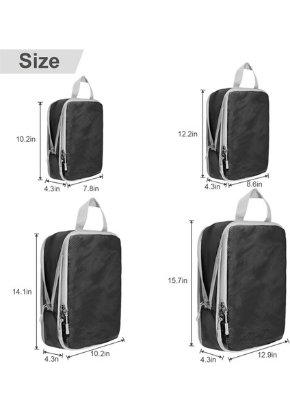 Sıkıştırma Paketleme Küpleri, Bavulda Taşımak Için 4 Set Ultra Hafif Paketleme Küpleri, Bavul Organizatör Çantası Için Seyahat Paketleme (Yurt Dışından)