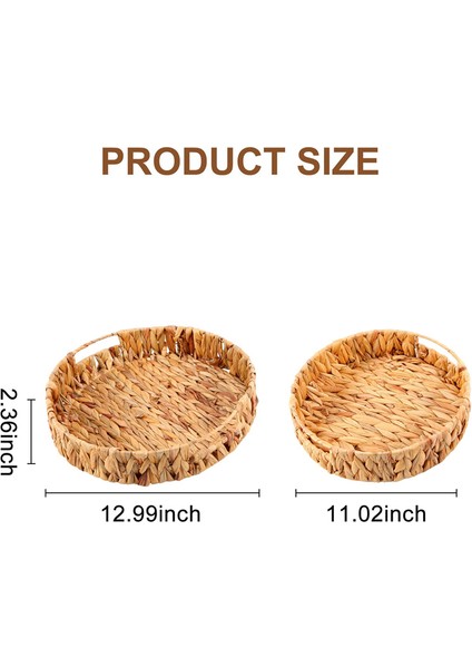 Adet Yuvarlak Örgülü Deniz Çayırı Su Sümbülü Tepsi Seti 33CM + 28CM Çaplı Meyve Kasesi (Yurt Dışından)