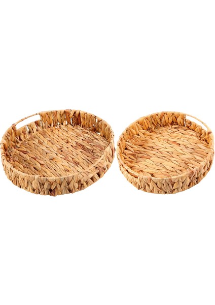 Adet Yuvarlak Örgülü Deniz Çayırı Su Sümbülü Tepsi Seti 33CM + 28CM Çaplı Meyve Kasesi (Yurt Dışından)