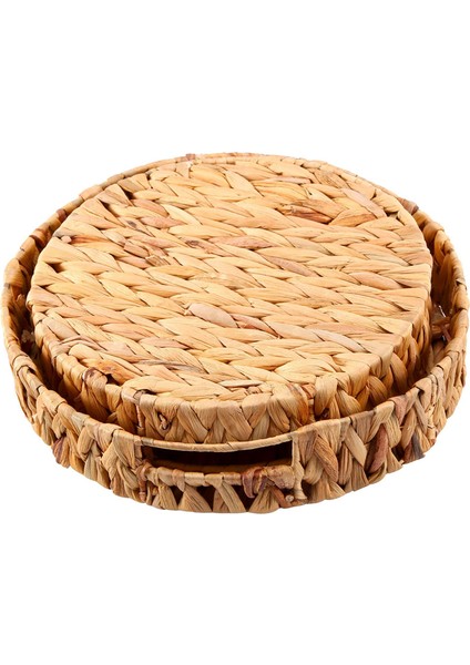 Adet Yuvarlak Örgülü Deniz Çayırı Su Sümbülü Tepsi Seti 33CM + 28CM Çaplı Meyve Kasesi (Yurt Dışından)