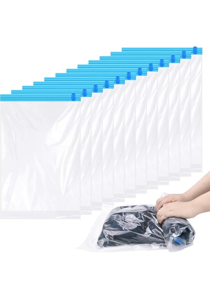 12 Paket Yeniden Kullanılabilir Rulo Sıkıştırma Torbaları, Seyahat Için 40X60CM Orta Vakumlu Saklama Torbaları, Depolama Ambalaj Torbalarından Tasarruf (Yurt Dışından) fiyatları