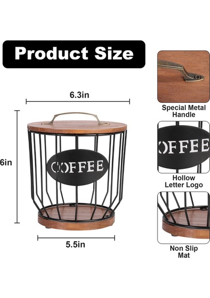 Kapaklı Kahve Filtresi Tutucu Depolama, Metal Kahve Filtresi Konteyner Sepeti, Kahve Barı Aksesuarları Dekor, Siyah (Yurt Dışından)