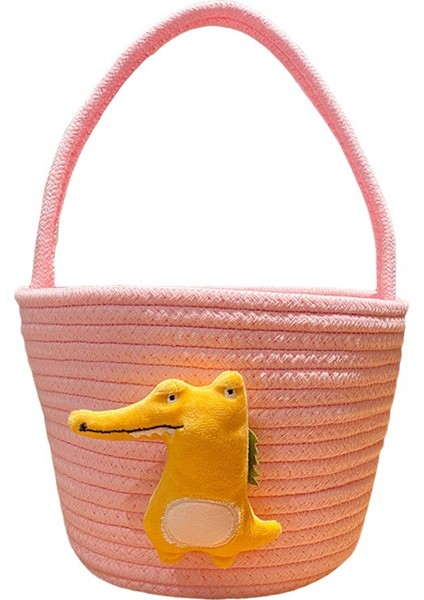 Karikatür Depolama Sepeti Hediye Sepet Pamuk Halat Dokuma Sepet El Hediye Sepeti Kawaii Timsah Mevcut Ev Dekor-B (Yurt Dışından)