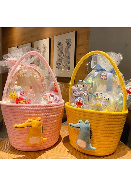 Karikatür Depolama Sepeti Hediye Sepet Pamuk Halat Dokuma Sepet El Hediye Sepeti Kawaii Timsah Mevcut Ev Dekor-B (Yurt Dışından) fiyatları