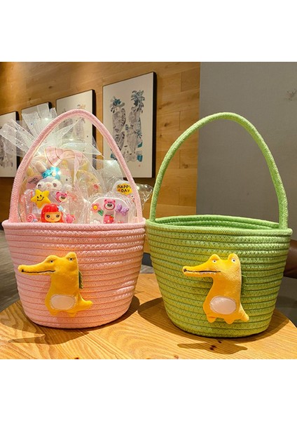 Karikatür Depolama Sepeti Hediye Sepet Pamuk Halat Dokuma Sepet El Hediye Sepeti Kawaii Timsah Mevcut Ev Dekor-B (Yurt Dışından) modelleri