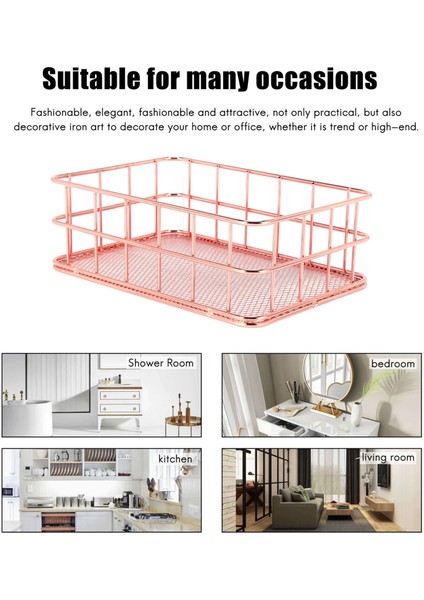 Depolama Sepeti Metal Tel Banyo Rafları Makyaj Organizatör Gül Altın Fırça Kalemlik Tel Örgü Banyo Tuvalet Malzemeleri Depolama Sepeti (Yurt Dışından) fırsatları