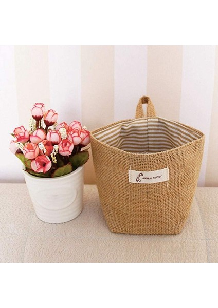 Duvara Asılı Saklama Torbaları Pamuk Keten Saklama Sepeti Katlanabilir Duvara Asılı Sepet Aile Organizatör Kutusu Dekoratif Çanta (Yurt Dışından) indirimleri