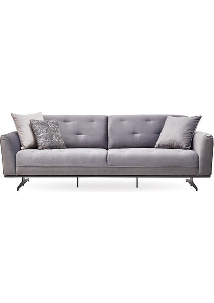 Marion 3'lü Yataklı Koltuk, Kapitoneli, Gerçek Kadife - Gri fiyatları