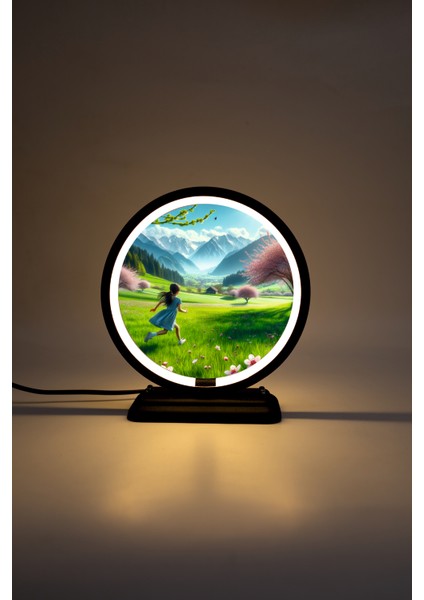 Doğa ve Çocuk Temalı Dekoratif Masa Lambası