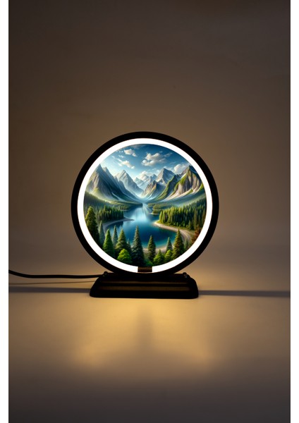 Doğa Manzarası Temalı Dekoratif Masa Lambası