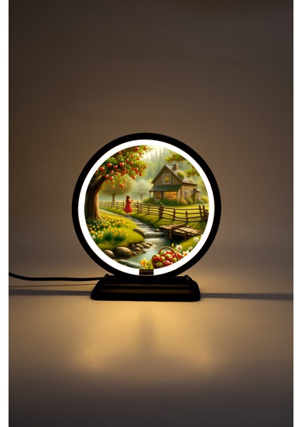Çocuk ve Doğa Temalı Dekoratif Masa Lambası
