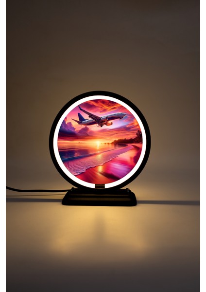 Uçaktemalı Dekoratif Masa Lambası