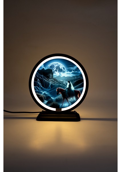 Gelin ve At Temalı Dekoratif Masa Lambası