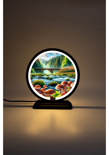 Mantar ve Doğa Temalı Dekoratif Masa Lambası