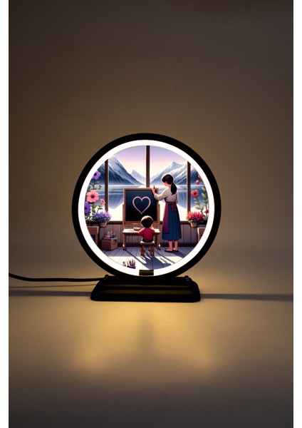 Öğretmen Temalı Dekoratif Masa Lambası