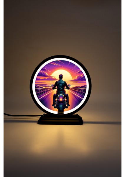 Motor Temalı Dekoratif Masa Lambası