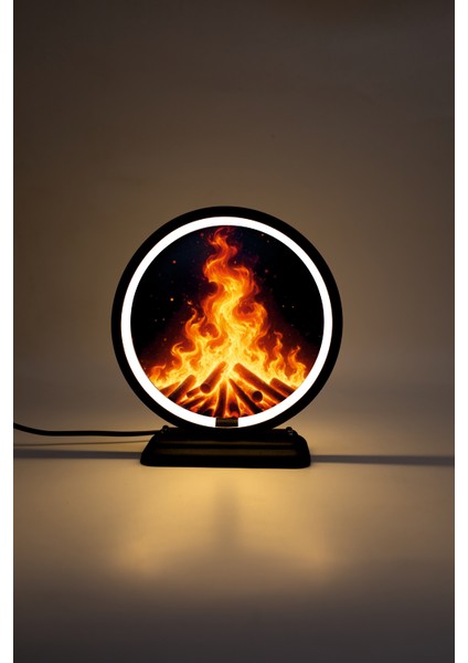 Ateş Temalı Dekoratif Masa Lambası