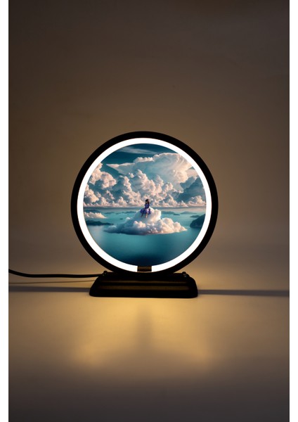 Bulut ve Çocuk Temalı Dekoratif Masa Lambası