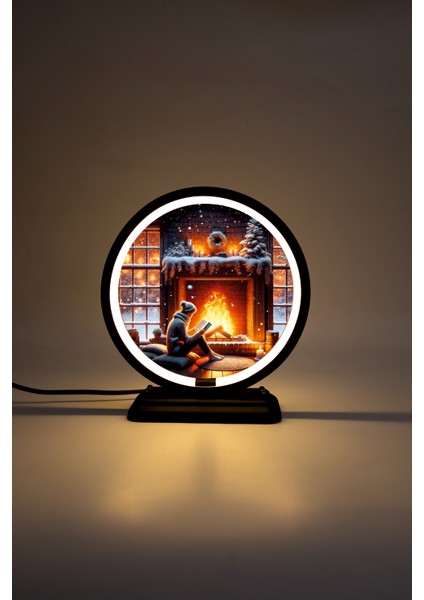 Şömine Temalı Dekoratif Masa Lambası