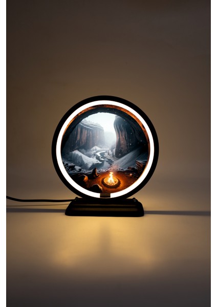 Kamp Temalı Dekoratif Masa Lambası