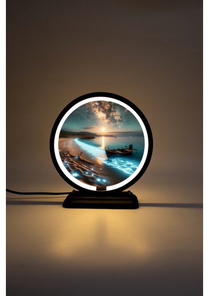 Kumsal ve Deniz Temalı Dekoratif Masa Lambası