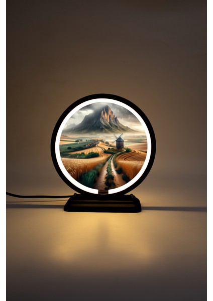 Yol ve Dağ Temalı Dekoratif Masa Lambası