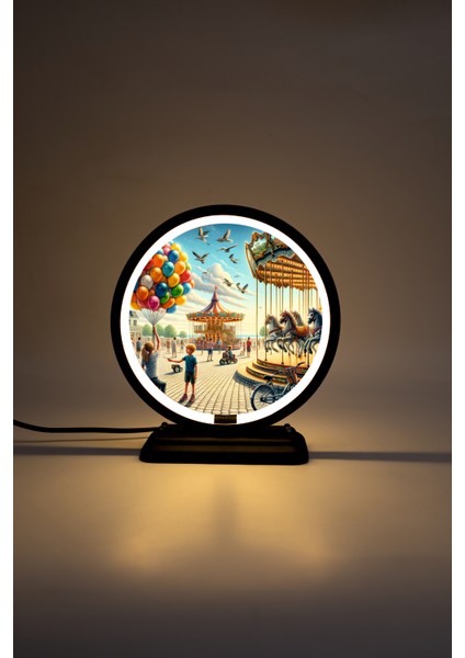 Lunapark Temalı Dekoratif Masa Lambası
