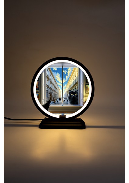 Kedi Temalı Dekoratif Masa Lambası