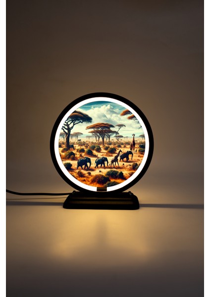 Fil ve Zürafa Temalı Dekoratif Masa Lambası