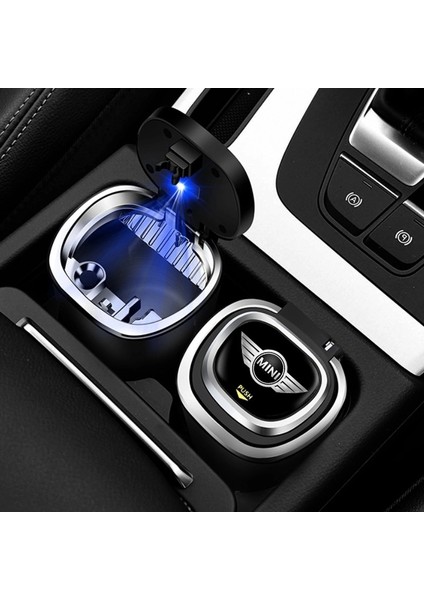 Siyah Mını Cooper Için R56 R55 R60 R61 Mını F54 F55 F56 F57 F60 Araba 3D Logo Araba Küllük ile LED Işık Araba Logosu Metal Astar (Yurt Dışından)