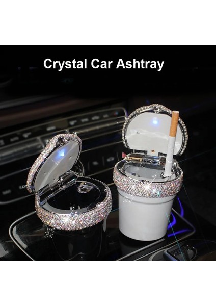 Basit Siyah Rhinestone Taşınabilir Araba Küllük LED Işık ile Kristal Elmas Araba Kül Tablası Küllük Depolama Bardak Tutucu Kızlar Için Araba Aksesuarları (Yurt Dışından) modelleri