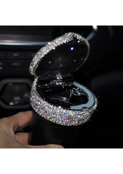 Basit Siyah Rhinestone Taşınabilir Araba Küllük LED Işık ile Kristal Elmas Araba Kül Tablası Küllük Depolama Bardak Tutucu Kızlar Için Araba Aksesuarları (Yurt Dışından) fırsatları