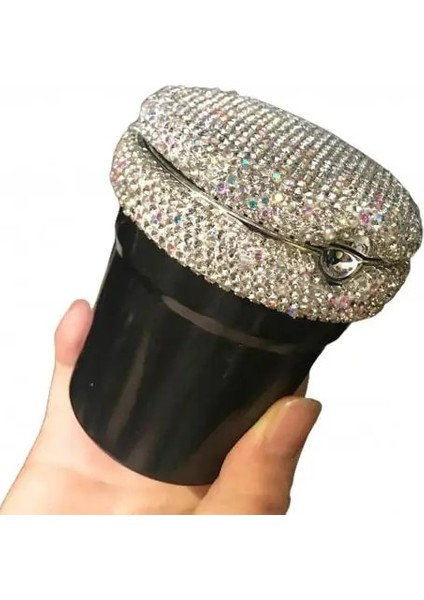 Siyah LED Işık ile Çok Fonksiyonlu Aydınlık Rhinestones Araba Küllük Duman Bardak Tutucu (Yurt Dışından)