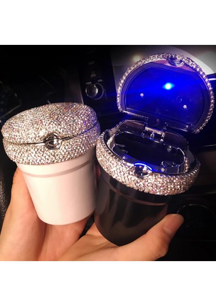 Siyah LED Işık ile Çok Fonksiyonlu Aydınlık Rhinestones Araba Küllük Duman Bardak Tutucu (Yurt Dışından) modelleri