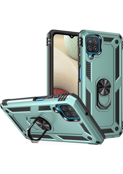 Samsung Galaxy A22 Kılıf Sofya Yüzüklü Silikon Kapak - Yeşil 300099