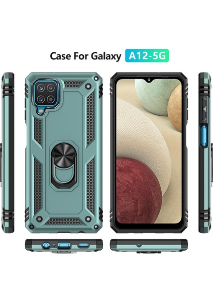 Samsung Galaxy A22 Kılıf Sofya Yüzüklü Silikon Kapak - Yeşil 300099