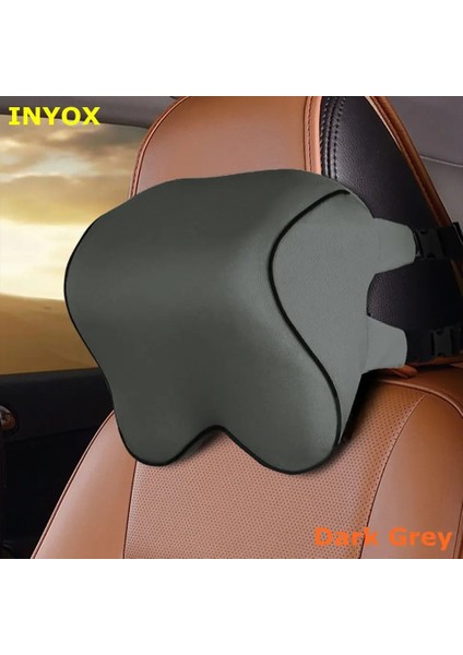 L2D-KOYU Gri Stili L2D Araba Kafalık Kafa Koltuk Minderi Boyun Yastık Dinlenme Bellek Köpük Pamuk Kapak Oto Seyahat Desteği Için Kumaş Yumuşak Sandalye Örgü Ev (Yurt Dışından)
