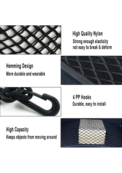 90X65CM Evrensel Araba Gövde Ağı Büyük Elastik Bagaj Ağı Kargo Organizatör Depolama Naylon Gerilebilir Araba Iç Örgü Ağ Cebi (Yurt Dışından) fiyatları