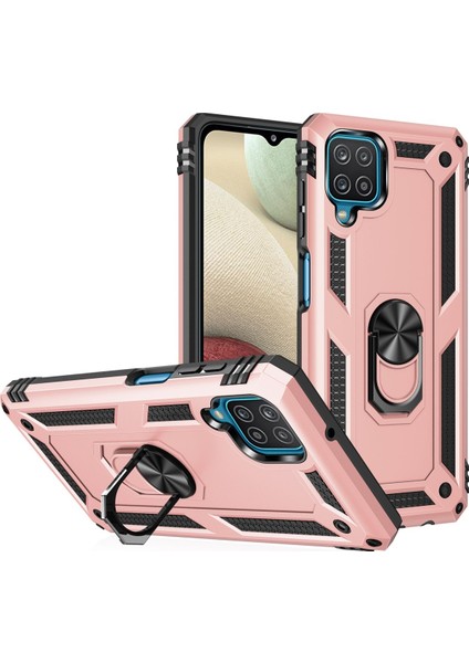 Samsung Galaxy A22 Kılıf Sofya Yüzüklü Silikon Kapak - Rose 300099