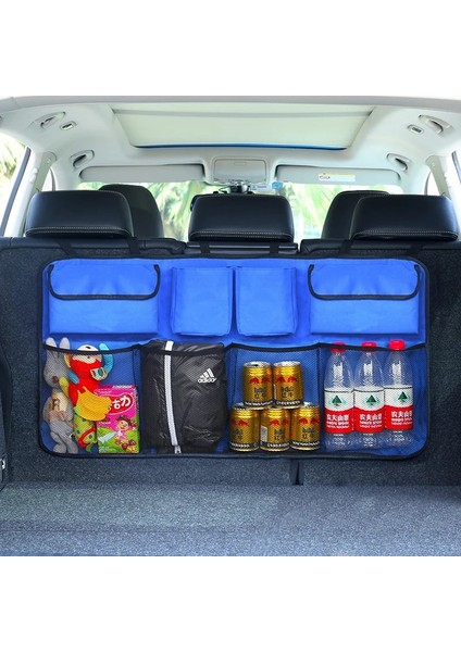 B Mavi 2 Araba Arka Koltuk Arka Organizatör Oto Bagaj Net Mesh Kargo Saklama Çantası Cep Kapağı Istifleme Toplama Iç Kamp Aksesuarları (Yurt Dışından) fırsatları