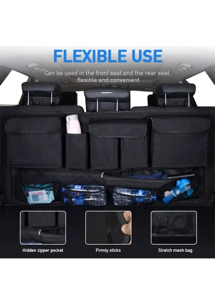 Siyah Çok Cepli Araba Bagaj Organizatörü Asılı Arka Koltuk Saklama Çantası 9 Cepli Su Geçirmez Oxford Kumaş Evrensel Depolama Cebi (Yurt Dışından) fiyatları