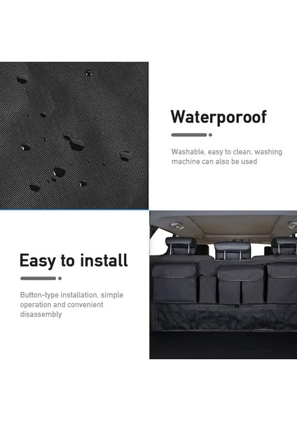 Siyah Çok Cepli Araba Bagaj Organizatörü Asılı Arka Koltuk Saklama Çantası 9 Cepli Su Geçirmez Oxford Kumaş Evrensel Depolama Cebi (Yurt Dışından) fırsatları