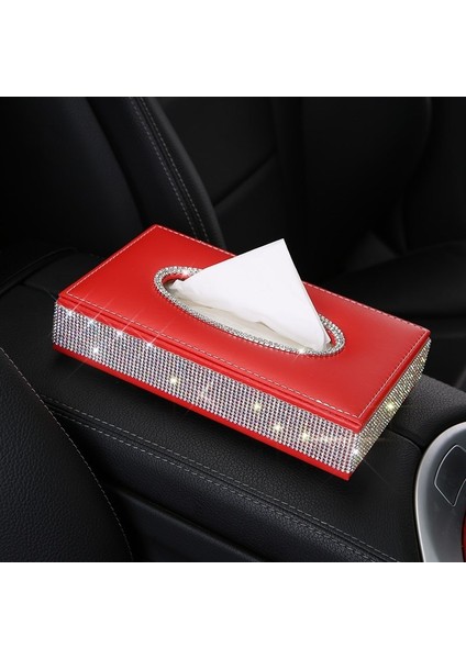 Kaymayı Önleyici Ped Bling Kristal Araba Doku Kutusu Lüks Pu Deri Oto Kağıt Kutusu Tutucu Ev Ofis Otomotiv Için Kapak Kılıf Tepsi (Yurt Dışından)