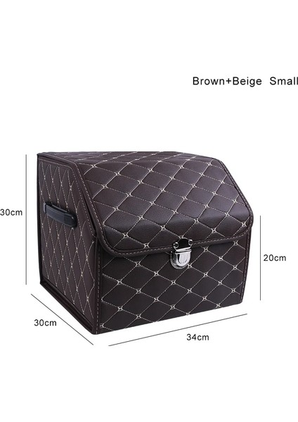 Kahverengi-Bej-Küçük Katlanır Araba Saklama Kutusu Pu Deri Araba Bagaj Organizatör Üst Sınıf Organizatör Çantaları Sedan Suv Mpv Için Oto Gövde Multiuse Alet Kutusu (Yurt Dışından)